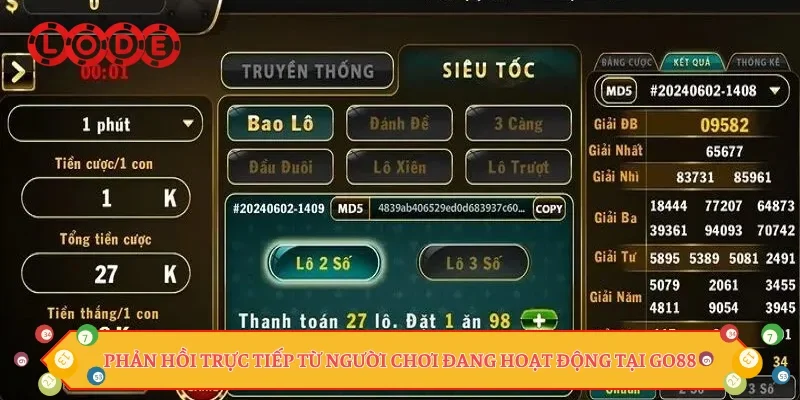 Phản hồi trực tiếp từ người chơi đang hoạt động tại GO88